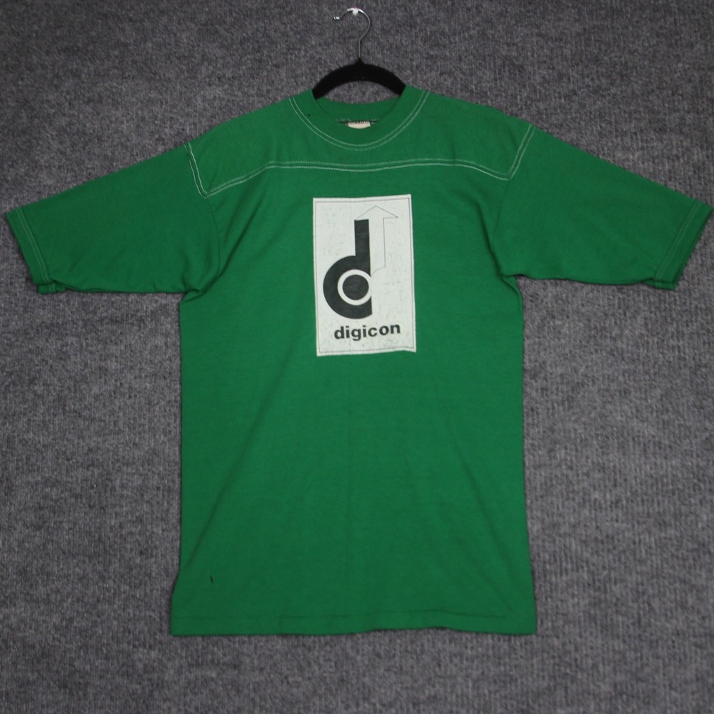 Vintage 70s Sport-T Stedman Digicon Crew 304 Green T-Shirt‎ Medium Cotton Blend